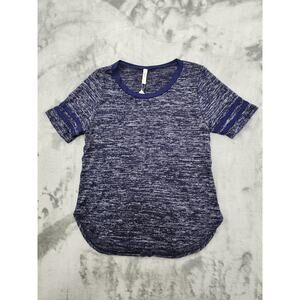 NEW Atticute Varsity Style Striped Short Sleeve Tee Size S Heathered Blue Soft